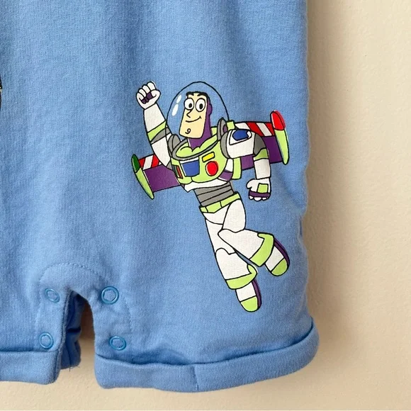 Disney Baby 6-9M Toy Story Cute Blue Shortalls Woody & Buzz Adjustable Straps - Picture 6 of 12